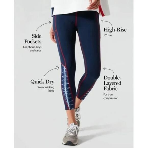 EUC Tuckernuck Navy & Amer-ikat High Rise Flex Compression Leggings Size Small - Picture 3 of 13
